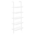 Monarch Specialties Bookshelf, Bookcase, Etagere, Ladder, 5 Tier, 72"H, Office, Bedroom, Metal, Laminate, White I 3687